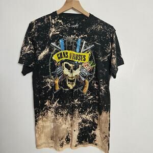 Bravado Distressed Guns N Roses Short Sleeve Tee M‎ Bleach Dyed Black